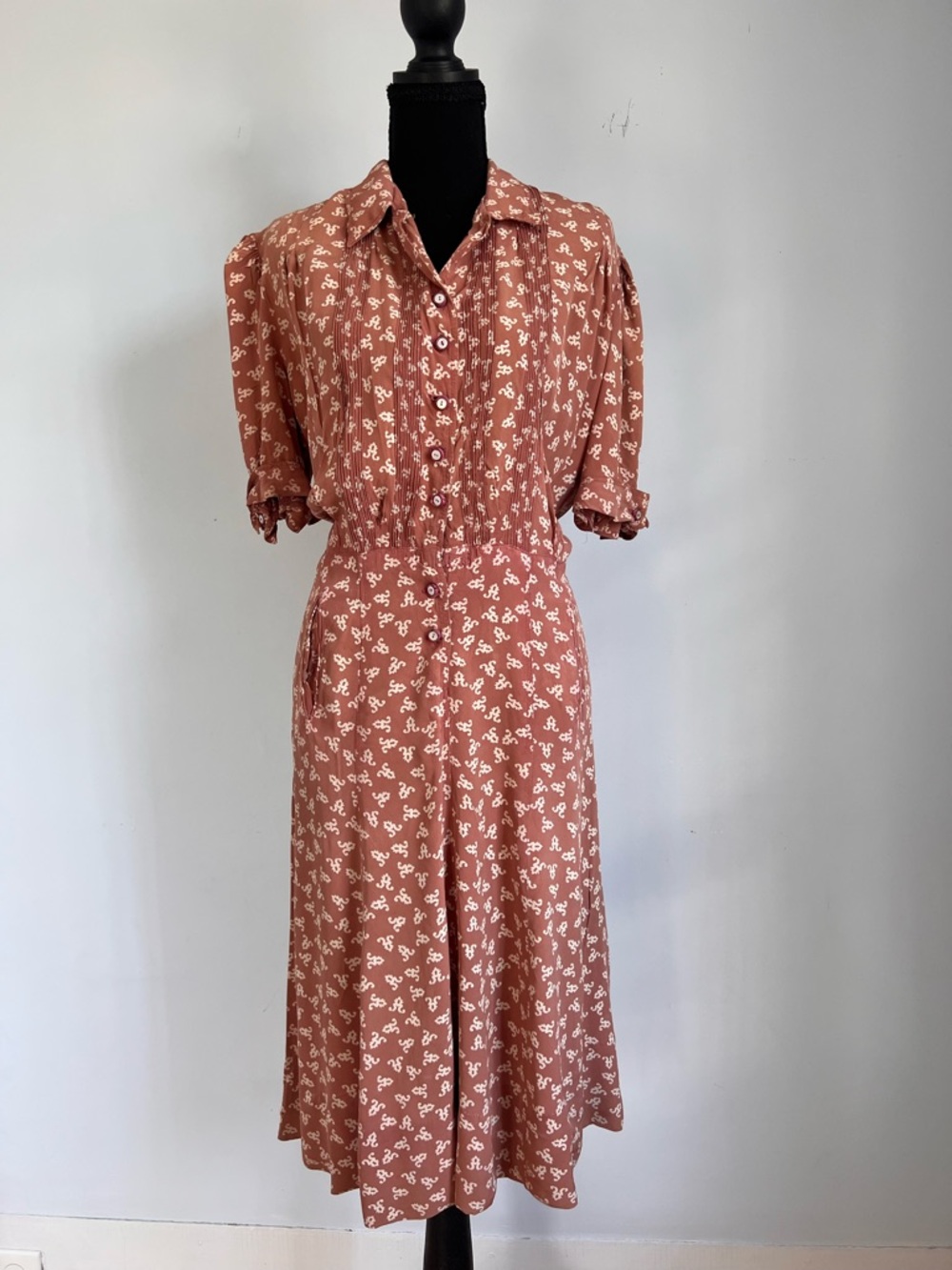 Vintage 1950’s Button-Front Midi Dress Sundress L